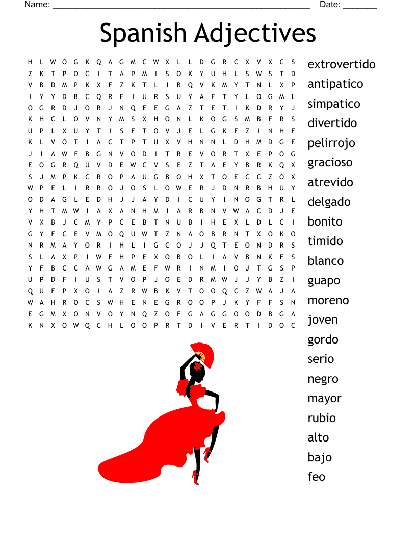 Word Search Printable Spanish Nombres Word Search Maker