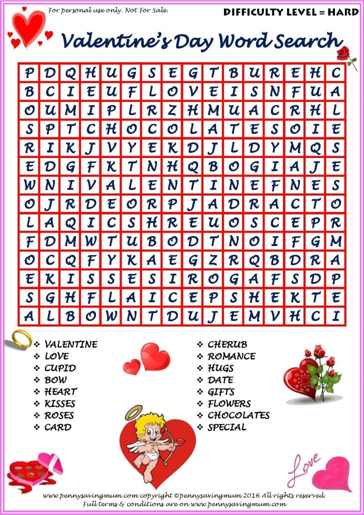Word Search St Valentine 39 s Day Hard Version Pdf Word Search Printable