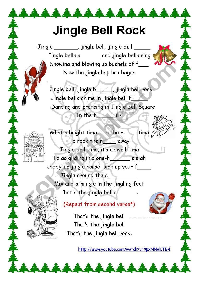 Words Jingle Bells Printable Words Jingle Bells Printable
