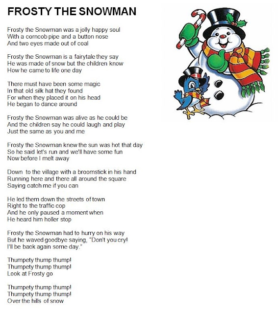 Words To Frosty The Snowman Printable