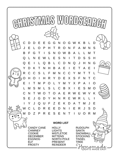 Xmas Word Search Printables